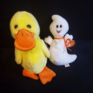 Ty Beanie Baby Quackers and Spooky